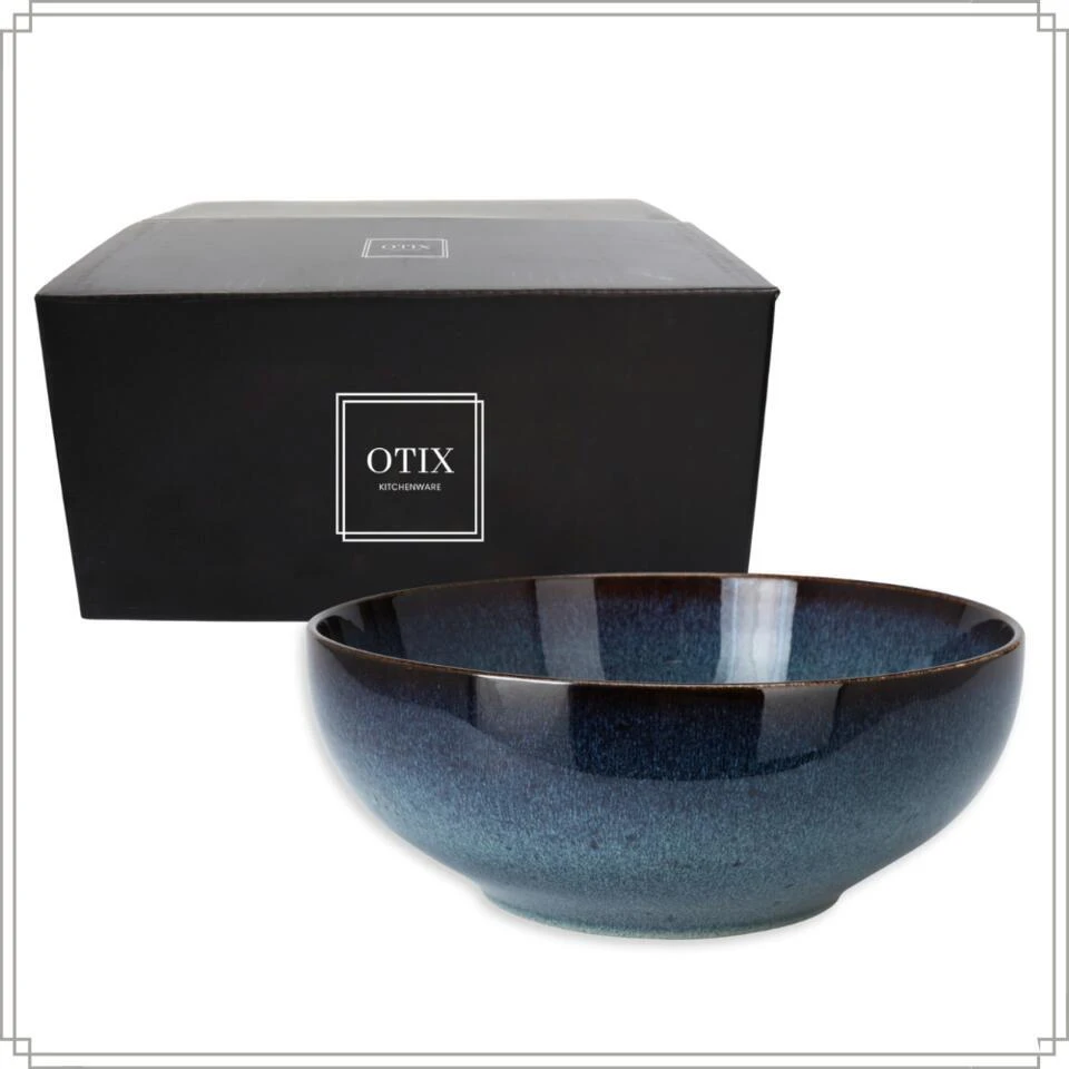 OTIX Saladeschaal Diep Serveerbord Schaal Blauw 25cm Aardewerk EBONY 8 OTIX Saladeschaal Diep Serveerbord Schaal Blauw 25cm Aardewerk EBONY - Afbeelding 8