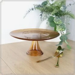 OTIX Taartplateau Met Voet 28cm Amber Kleur Glas -Luxe Servieswinkel 84d11848b7654a52910c1f33c6cd0798