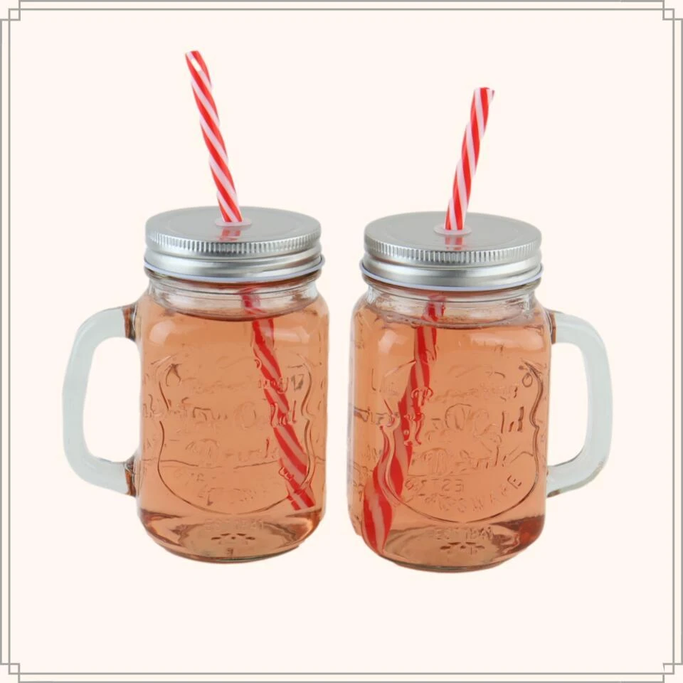 OTIX Mason Jar Drinkbeker Met Rietje Set Van 4 Zilvere Dop 450 Ml 7 OTIX Mason Jar Drinkbeker Met Rietje Set Van 4 Zilvere Dop 450 Ml - Afbeelding 7