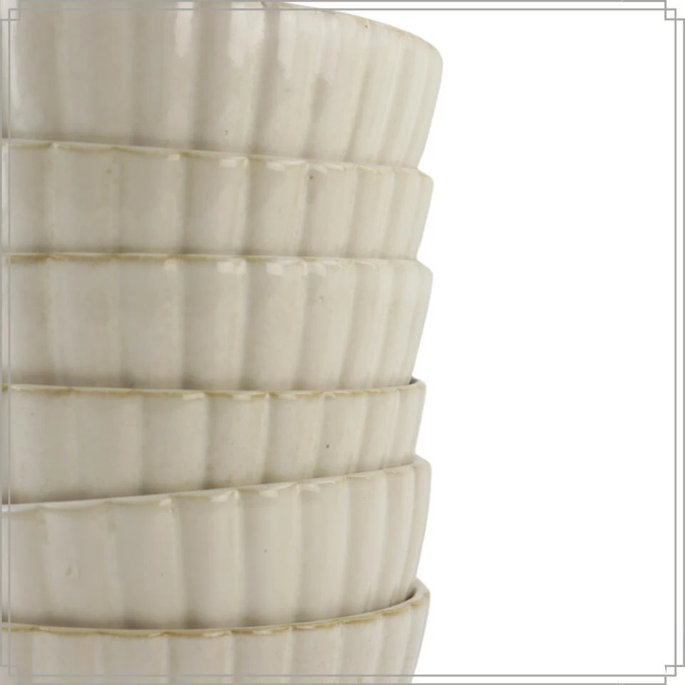 OTIX Kommen Set Van 6 Soepkom Ontbijtkom Schaal 14cm Wit Keramiek SOLIS 5 OTIX Kommen Set Van 6 Soepkom Ontbijtkom Schaal 14cm Wit Keramiek SOLIS - Afbeelding 5