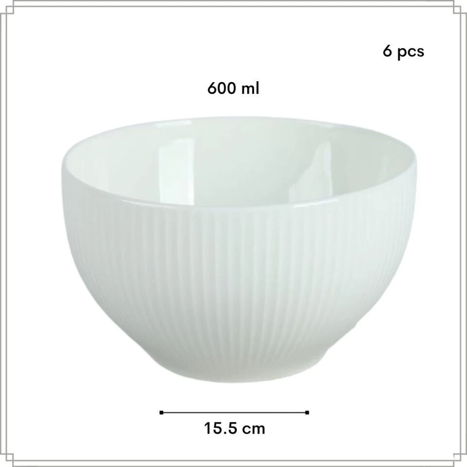 OTIX Soepkommen Zonder Oor Set Van 6 Schaaltjes 600ml Wit Porselein LUNA 5 OTIX Soepkommen Zonder Oor Set Van 6 Schaaltjes 600ml Wit Porselein LUNA - Afbeelding 5