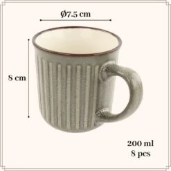 OTIX Koffiekopjes Met Oor Set Van 8 Koffietassen Aardewerk 200 Ml MOSS -Luxe Servieswinkel 9110e1545f56418f901d5eff80e6d4e4