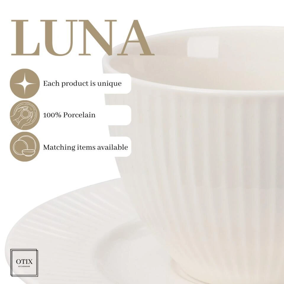 OTIX Koffiekopjes Met Oor En Schotel Set Van 6 200ml Wit Porselein LUNA 8 OTIX Koffiekopjes Met Oor En Schotel Set Van 6 200ml Wit Porselein LUNA - Afbeelding 8