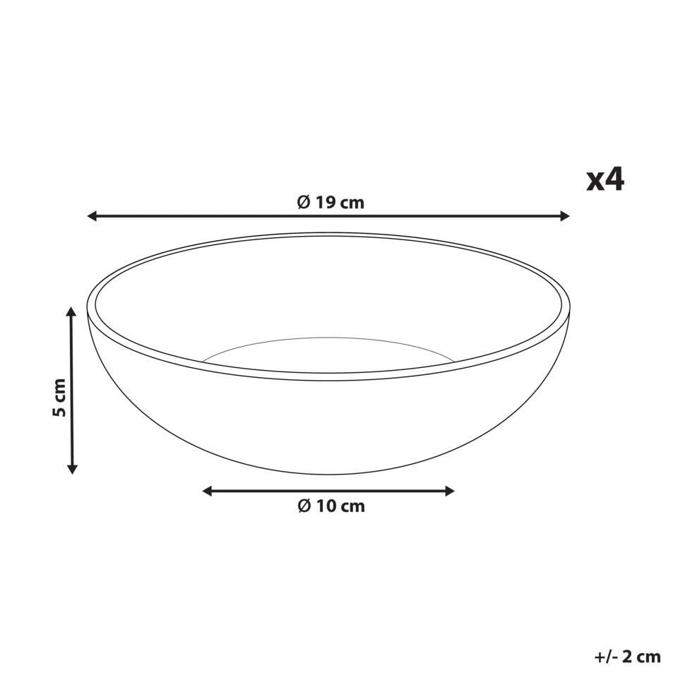 COSTMARY - Diepe Borden Set Van 4 - Grijs - Steengoed 4 COSTMARY - Diepe Borden Set Van 4 - Grijs - Steengoed - Afbeelding 4