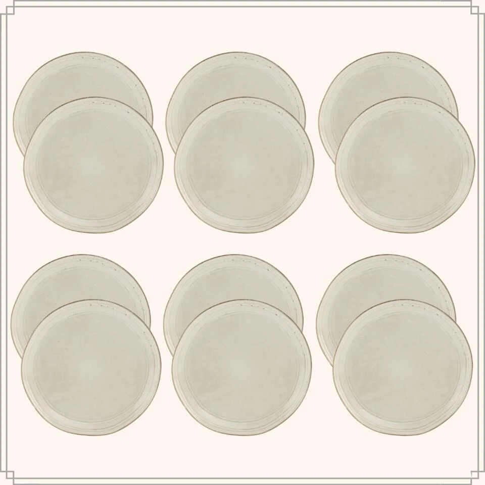 OTIX Dessert Ontbijt Bordenset 12 Persoons Beige 21cm Keramiek LILY 2 OTIX Dessert Ontbijt Bordenset 12 Persoons Beige 21cm Keramiek LILY - Afbeelding 2