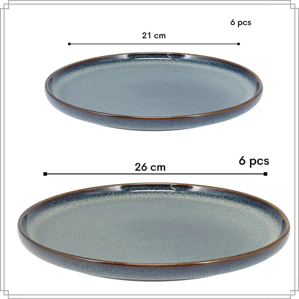 OTIX Serviesset 12 Delig Ebony - Blauw 4 OTIX Serviesset 12 Delig Ebony - Blauw - Afbeelding 4