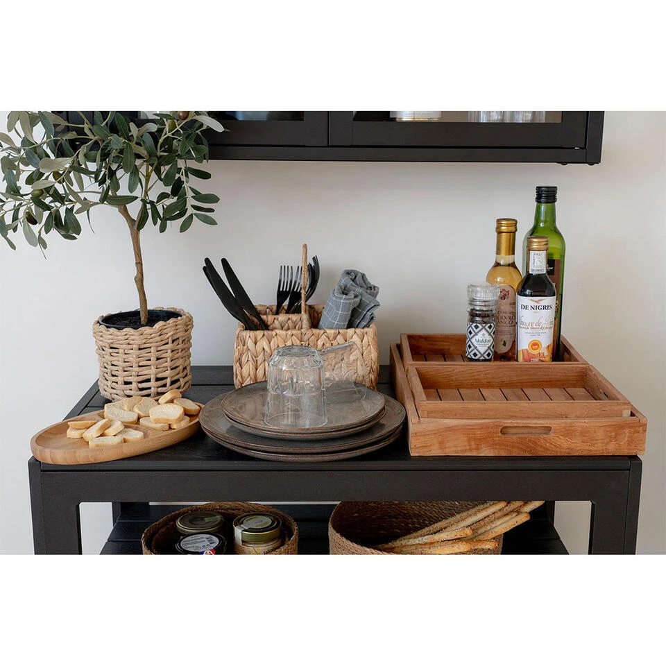 Hioshop Selma Lunchbord Keramiek Set Van 4 Grijs- Bruin 7 Hioshop Selma Lunchbord Keramiek Set Van 4 Grijs- Bruin - Afbeelding 7