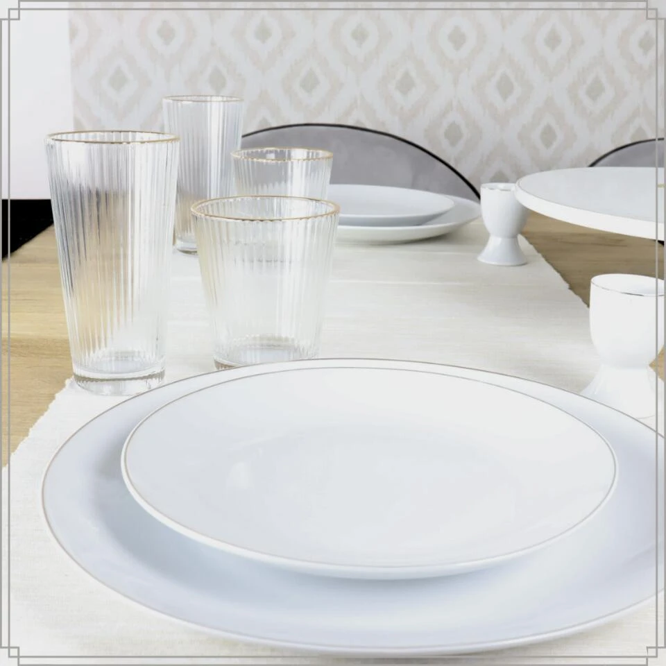 OTIX Serviesset Bordenset 6 Persoons 18-delig Wit Met Gouden Rand Porselein C... 4 OTIX Serviesset Bordenset 6 Persoons 18-delig Wit Met Gouden Rand Porselein C... - Afbeelding 4