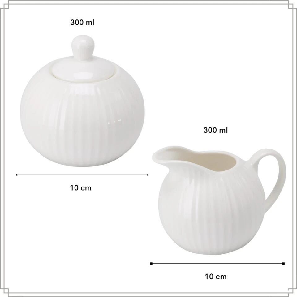 OTIX Melk En Suiker Set Melkkan Suikerpot Met Oor Wit Porselein LUNA 5 OTIX Melk En Suiker Set Melkkan Suikerpot Met Oor Wit Porselein LUNA - Afbeelding 5