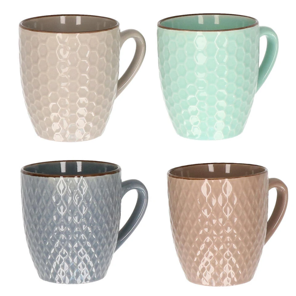 Excellent Houseware Koffiekopjes - 4x - Multi-kleur -200 Ml 2 Excellent Houseware Koffiekopjes - 4x - Multi-kleur -200 Ml - Afbeelding 2