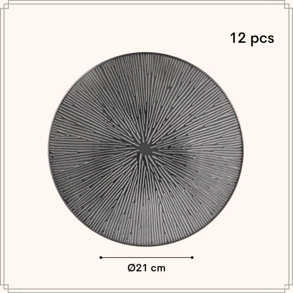 OTIX Dessert Ontbijt Bordenset 12 Persoons Zwart 21cm Keramiek POPPY 6 OTIX Dessert Ontbijt Bordenset 12 Persoons Zwart 21cm Keramiek POPPY - Afbeelding 6