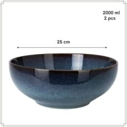 OTIX Saladeschaal 2 Stuks Diep Serveerbord Schaal Blauw 25cm Aardewerk EBONY 12 OTIX Saladeschaal 2 Stuks Diep Serveerbord Schaal Blauw 25cm Aardewerk EBONY -Luxe Servieswinkel abaf0280597e4631abe8ad79d2e90653
