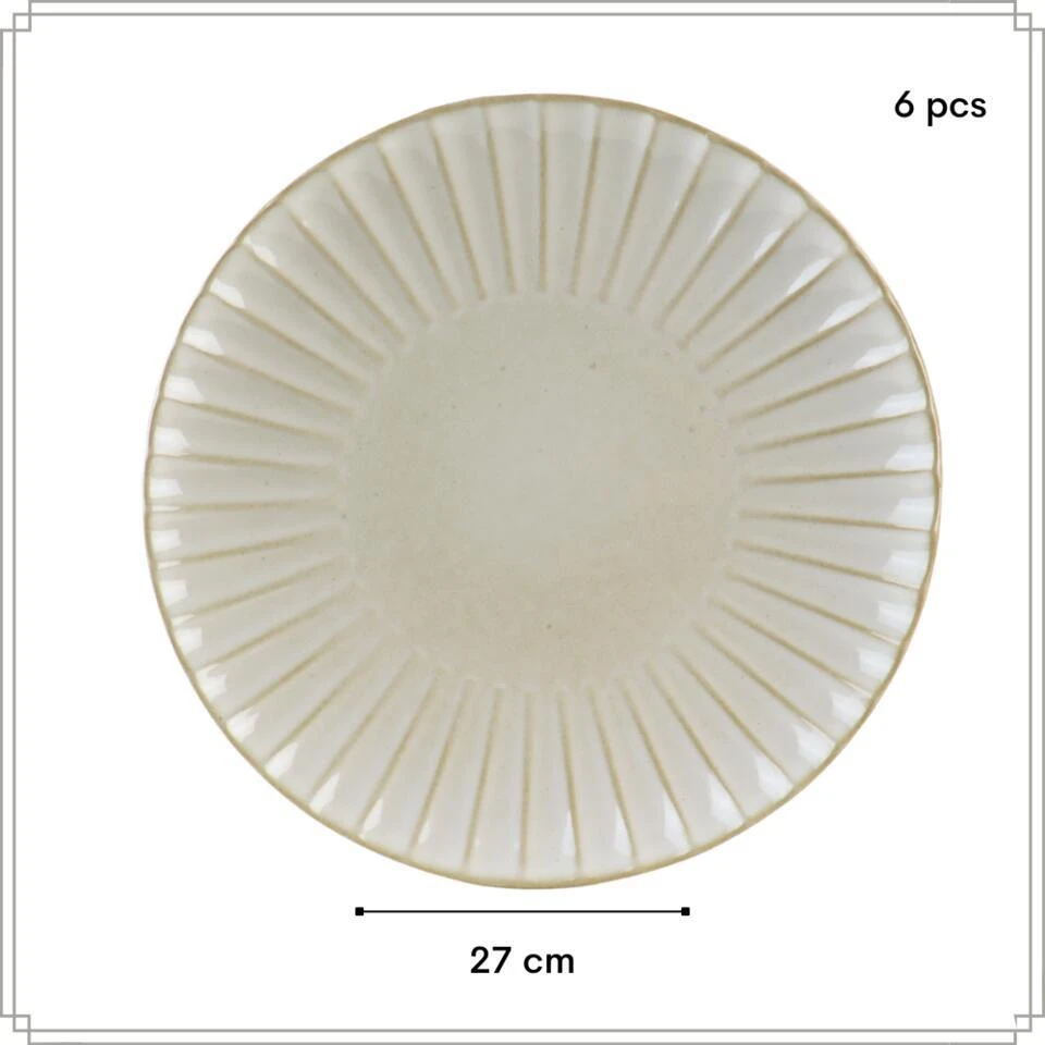 OTIX Diner Bordenset 6 Persoons 27cm Wit Keramiek SOLIS 4 OTIX Diner Bordenset 6 Persoons 27cm Wit Keramiek SOLIS - Afbeelding 4