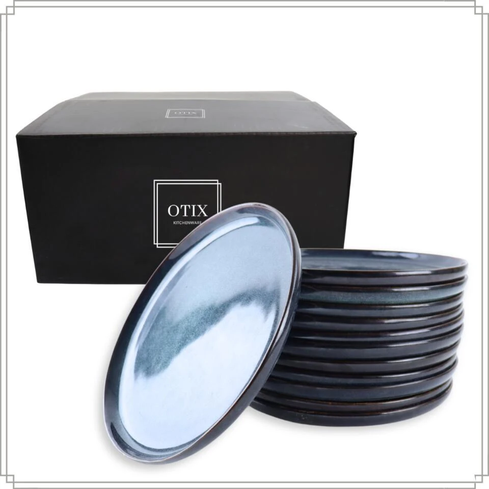 OTIX Dinerborden Bordenset 12 Persoons 26cm Blauw Aardewerk EBONY 9 OTIX Dinerborden Bordenset 12 Persoons 26cm Blauw Aardewerk EBONY - Afbeelding 9