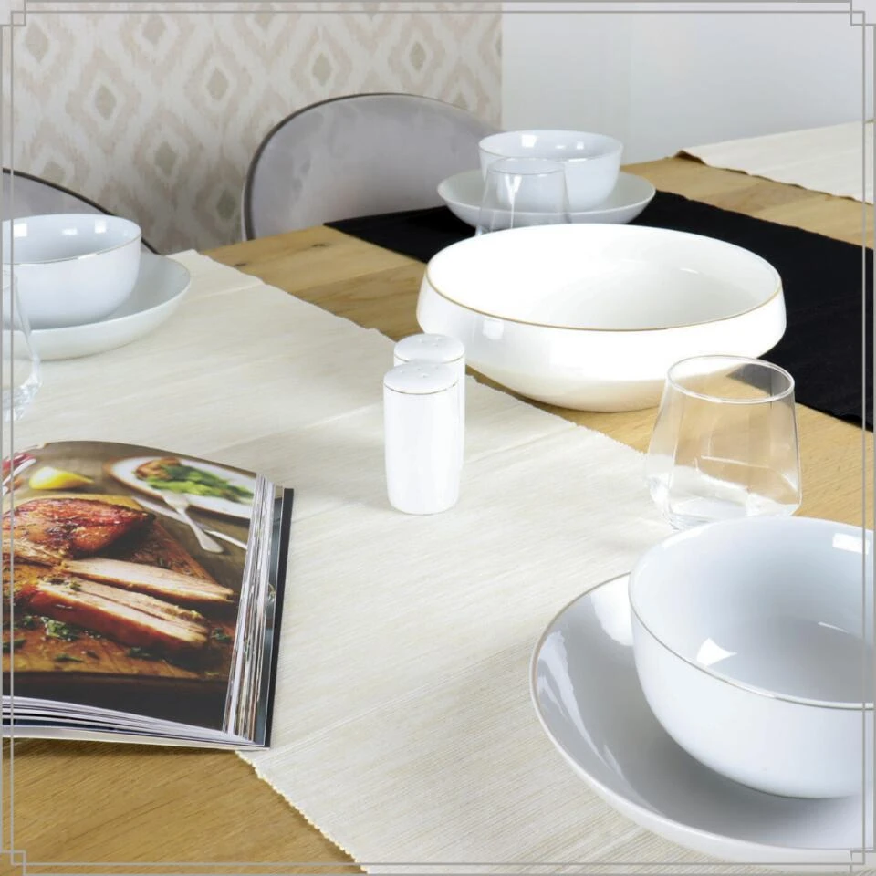 OTIX Saladeschaal Slakom Serveerschaal 25cm Wit Met Gouden Rand Porselein 3 OTIX Saladeschaal Slakom Serveerschaal 25cm Wit Met Gouden Rand Porselein - Afbeelding 3