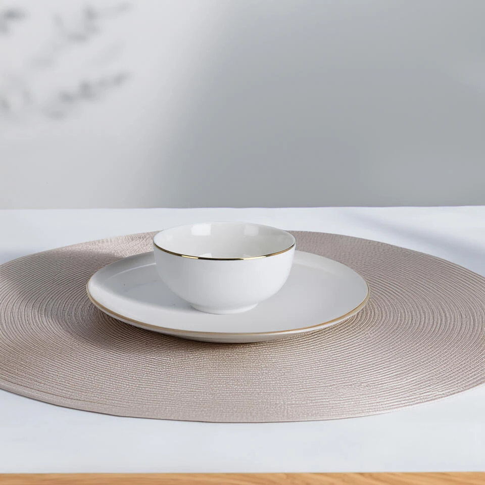 Excellent Houseware Kommetje/serveer Schaaltje - Wit/goud - D14 X 7 Cm - Porselein 4 Excellent Houseware Kommetje/serveer Schaaltje - Wit/goud - D14 X 7 Cm - Porselein - Afbeelding 4