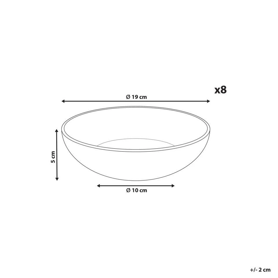 COSTMARY - Diepe Borden Set Van 8 - Grijs - Steengoed 4 COSTMARY - Diepe Borden Set Van 8 - Grijs - Steengoed - Afbeelding 4
