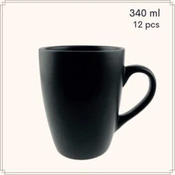 OTIX Koffiekopjes Met Oor Koffietassen Set Van 12 Mat Zwart 340ml -Luxe Servieswinkel cbf8ff80902f48f89ef6dbe64ca8749f