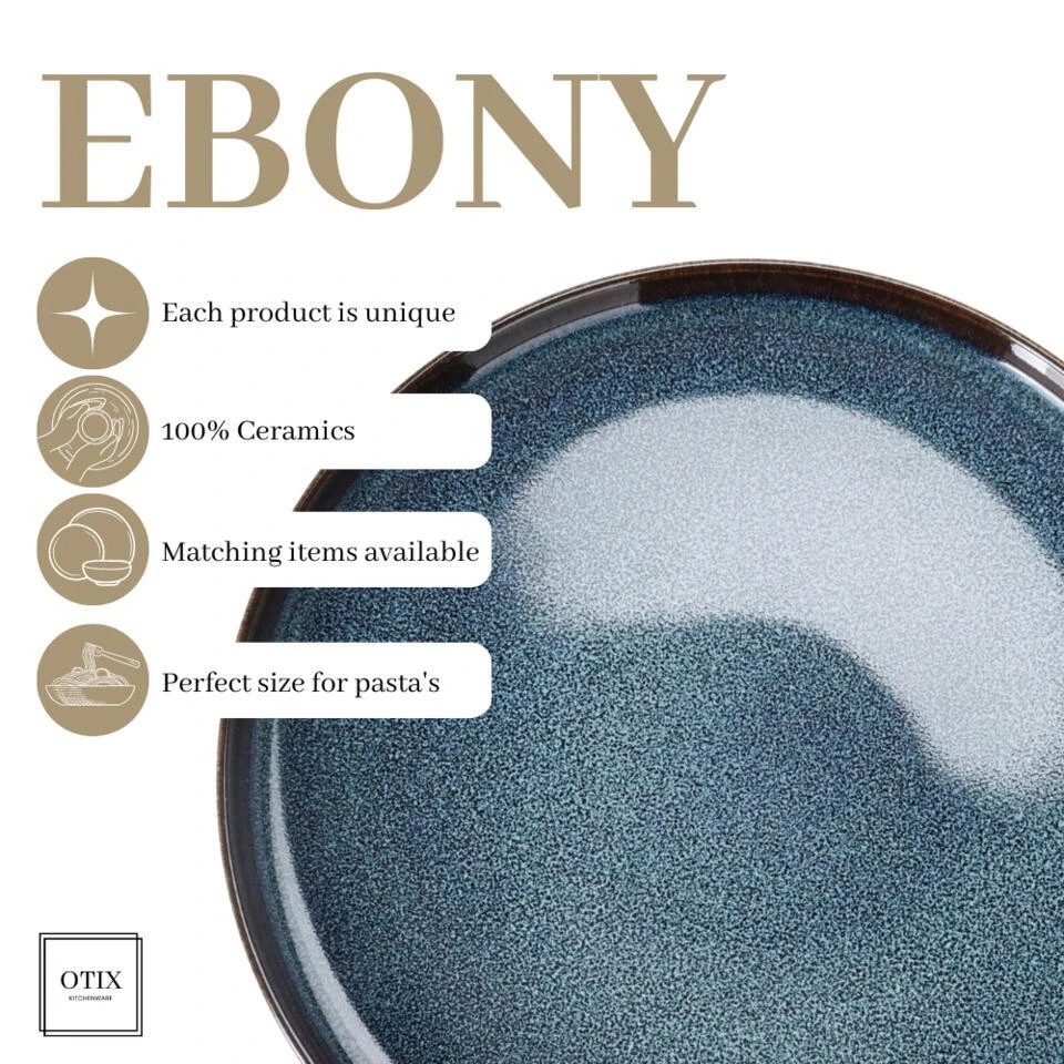 OTIX Ontbijtborden 12 Persoons 21cm Dessertbord Blauw Aardewerk EBONY 8 OTIX Ontbijtborden 12 Persoons 21cm Dessertbord Blauw Aardewerk EBONY - Afbeelding 8