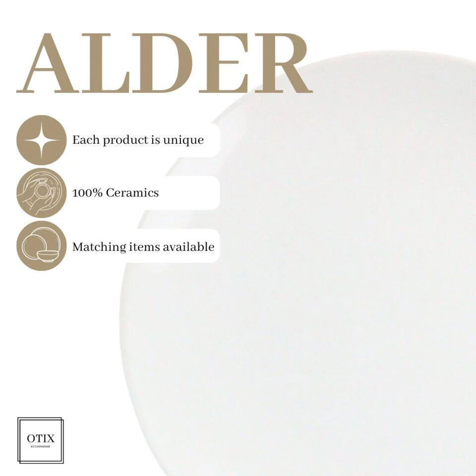 OTIX Dinerborden Bordenset 6 Persoons Wit 26cm Aardewerk ALDER 7 OTIX Dinerborden Bordenset 6 Persoons Wit 26cm Aardewerk ALDER - Afbeelding 7