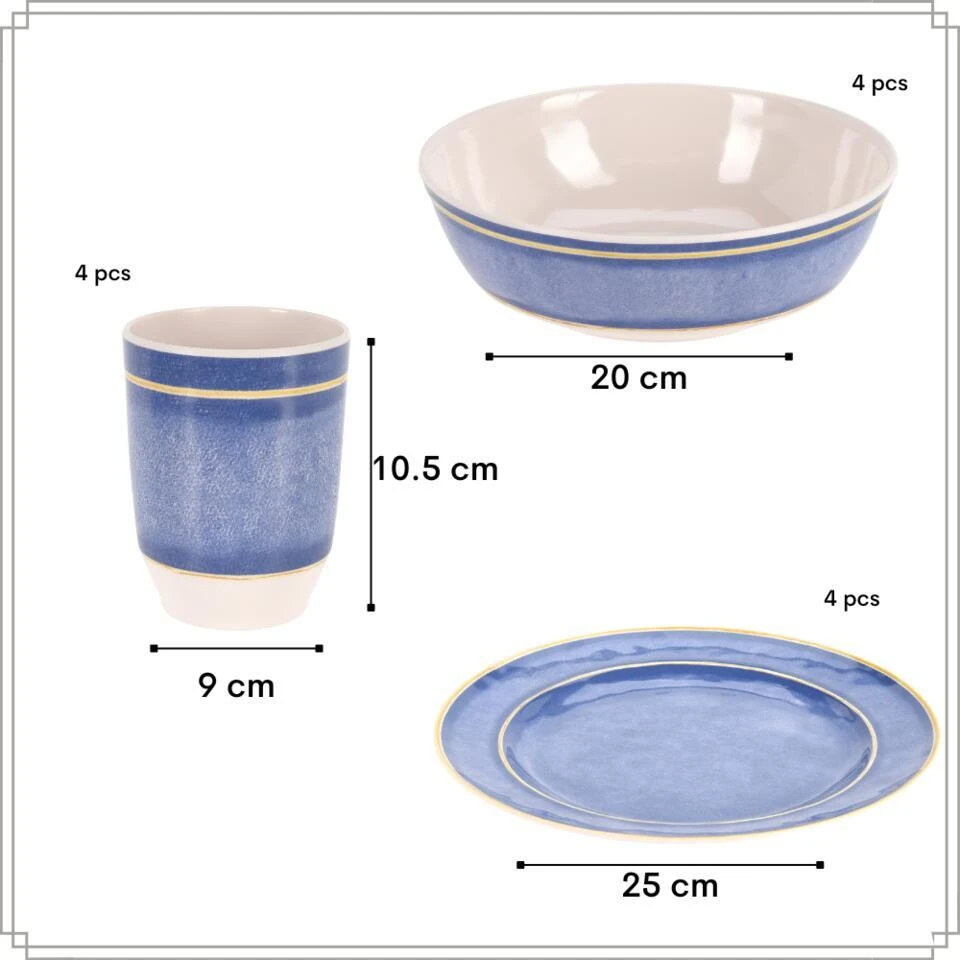 OTIX Serviessets 12 Delig Navara - Blauw 5 OTIX Serviessets 12 Delig Navara - Blauw - Afbeelding 5