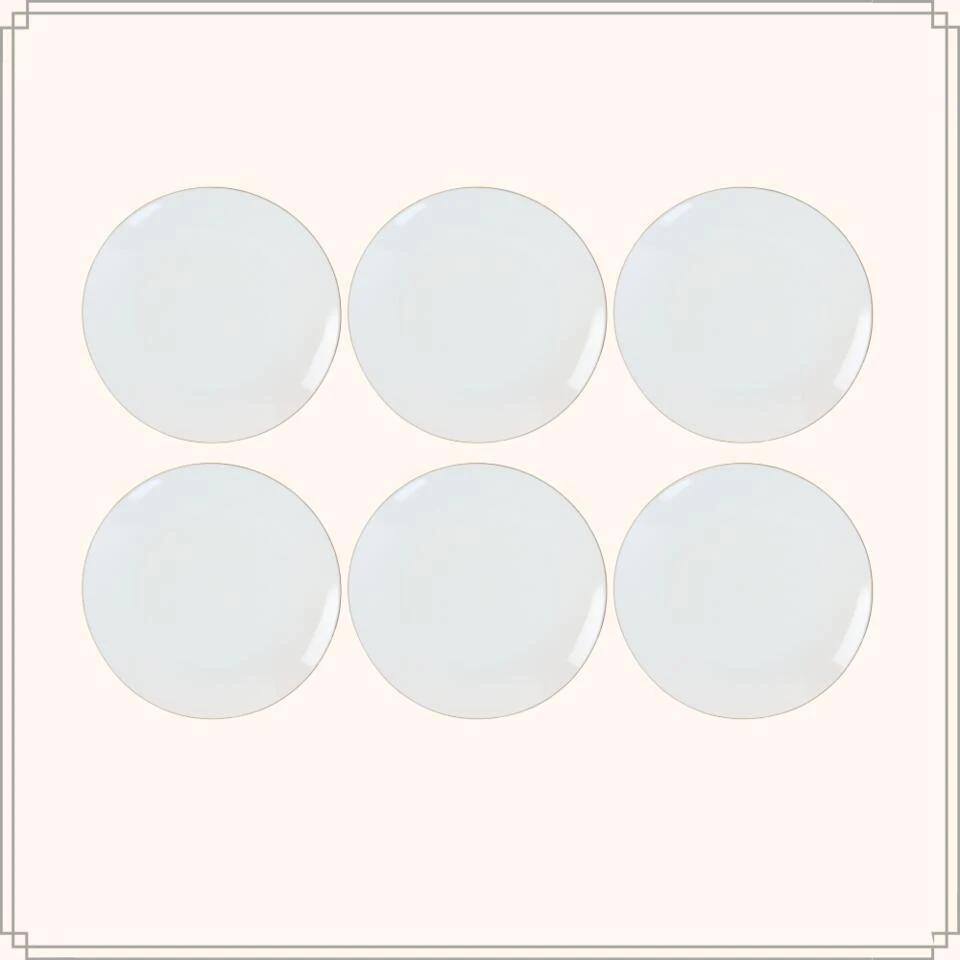 OTIX Ontbijtborden Dessert Gebaksbordjes Borden Set Van 6 Stuks 20cm Wit Met 2 OTIX Ontbijtborden Dessert Gebaksbordjes Borden Set Van 6 Stuks 20cm Wit Met - Afbeelding 2