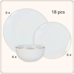 OTIX Serviesset Bordenset 6 Persoons 18-delig Wit Met Gouden Rand Porselein C... 18 OTIX Serviesset Bordenset 6 Persoons 18-delig Wit Met Gouden Rand Porselein C... -Luxe Servieswinkel dfad2adb9de84097ab6339e97f54900b