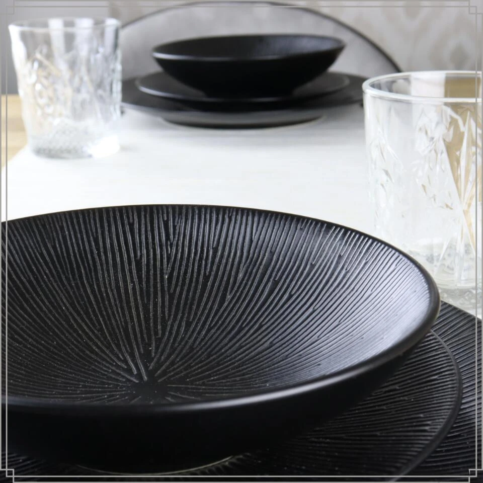 OTIX Dessert Ontbijt Bordenset 12 Persoons Zwart 21cm Keramiek POPPY 5 OTIX Dessert Ontbijt Bordenset 12 Persoons Zwart 21cm Keramiek POPPY - Afbeelding 5