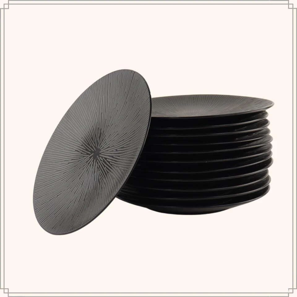 OTIX Dessert Ontbijt Bordenset 12 Persoons Zwart 21cm Keramiek POPPY 2 OTIX Dessert Ontbijt Bordenset 12 Persoons Zwart 21cm Keramiek POPPY - Afbeelding 2