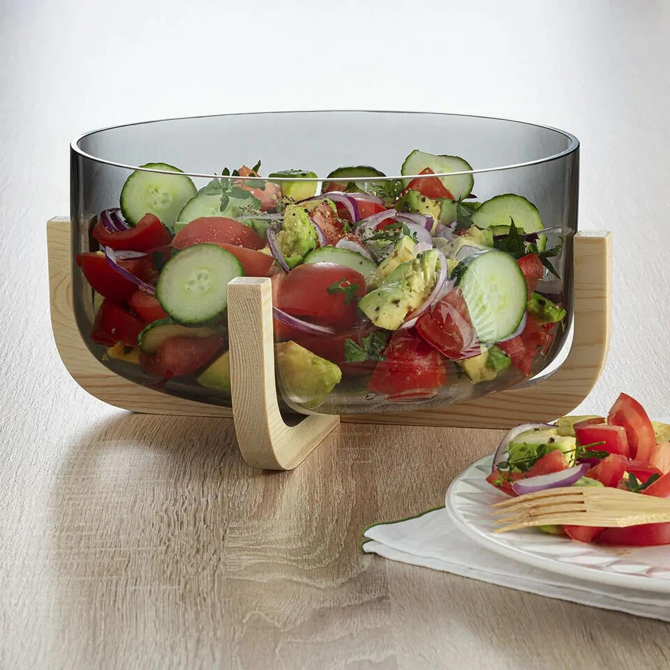 Secret De Gourmet Slakom-voedsel Serveer Schaal- Glas-hout - D24 Cm 2 Secret De Gourmet Slakom-voedsel Serveer Schaal- Glas-hout - D24 Cm - Afbeelding 2