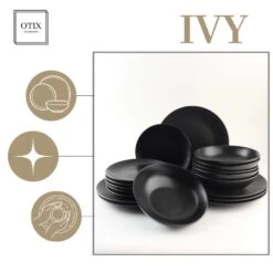 OTIX Serviesset 12 Delig Ivy - Zwart -Luxe Servieswinkel e6fe009d294141d7b9baecb5f6df0e41