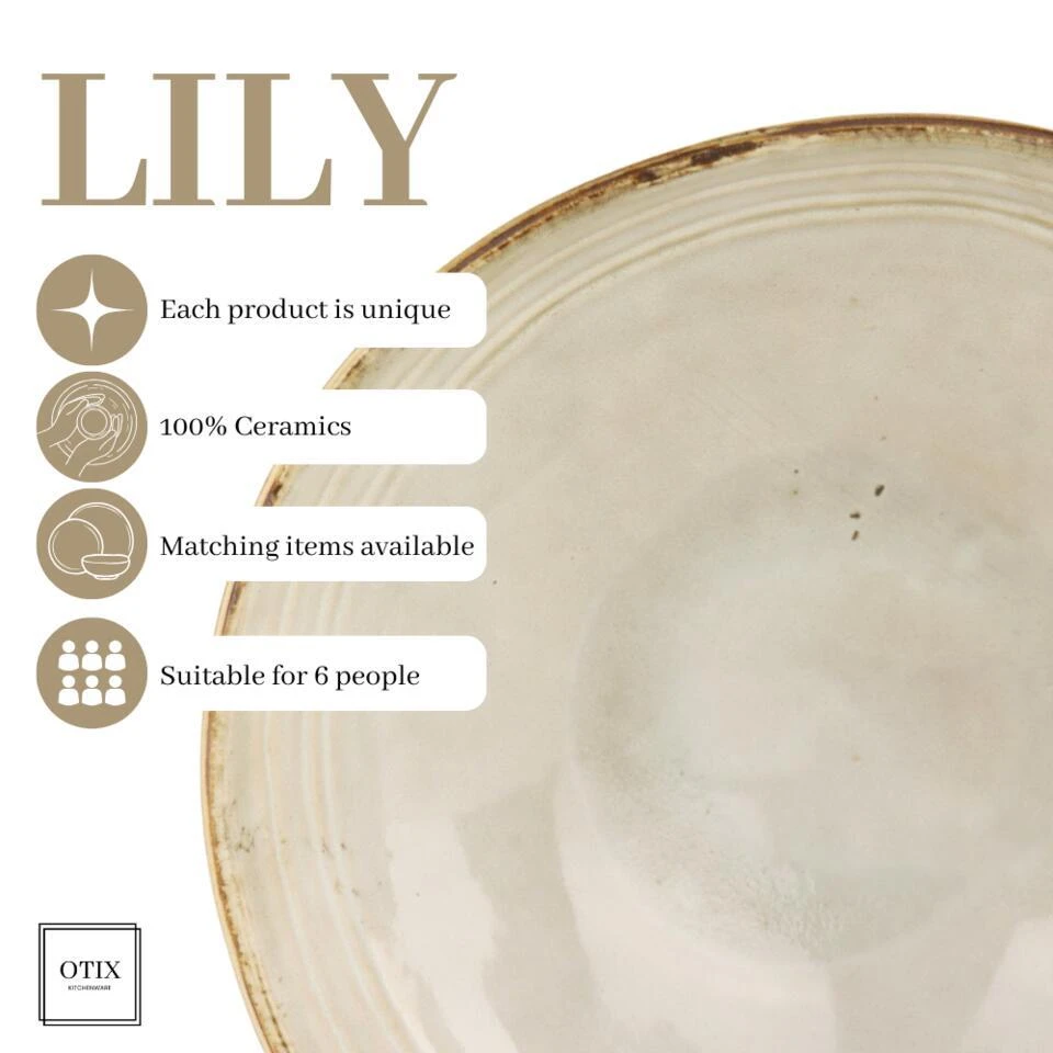 OTIX Serviesset 12 Delig Lily - Beige 8 OTIX Serviesset 12 Delig Lily - Beige - Afbeelding 8