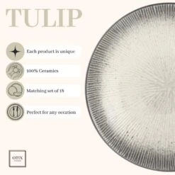 OTIX Serviesset Bordenset 6 Persoons 18-delig Zwart Taupe Keramiek TULIP -Luxe Servieswinkel ee71081020644c28a4115606eb503612