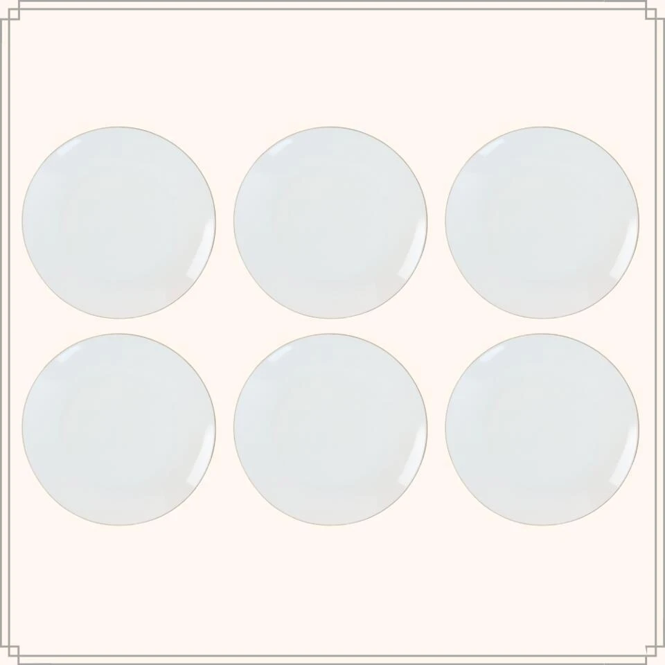OTIX Dinerborden Borden Set Van 6 Stuks 26cm Wit Met Gouden Rand Porselein 2 OTIX Dinerborden Borden Set Van 6 Stuks 26cm Wit Met Gouden Rand Porselein - Afbeelding 2