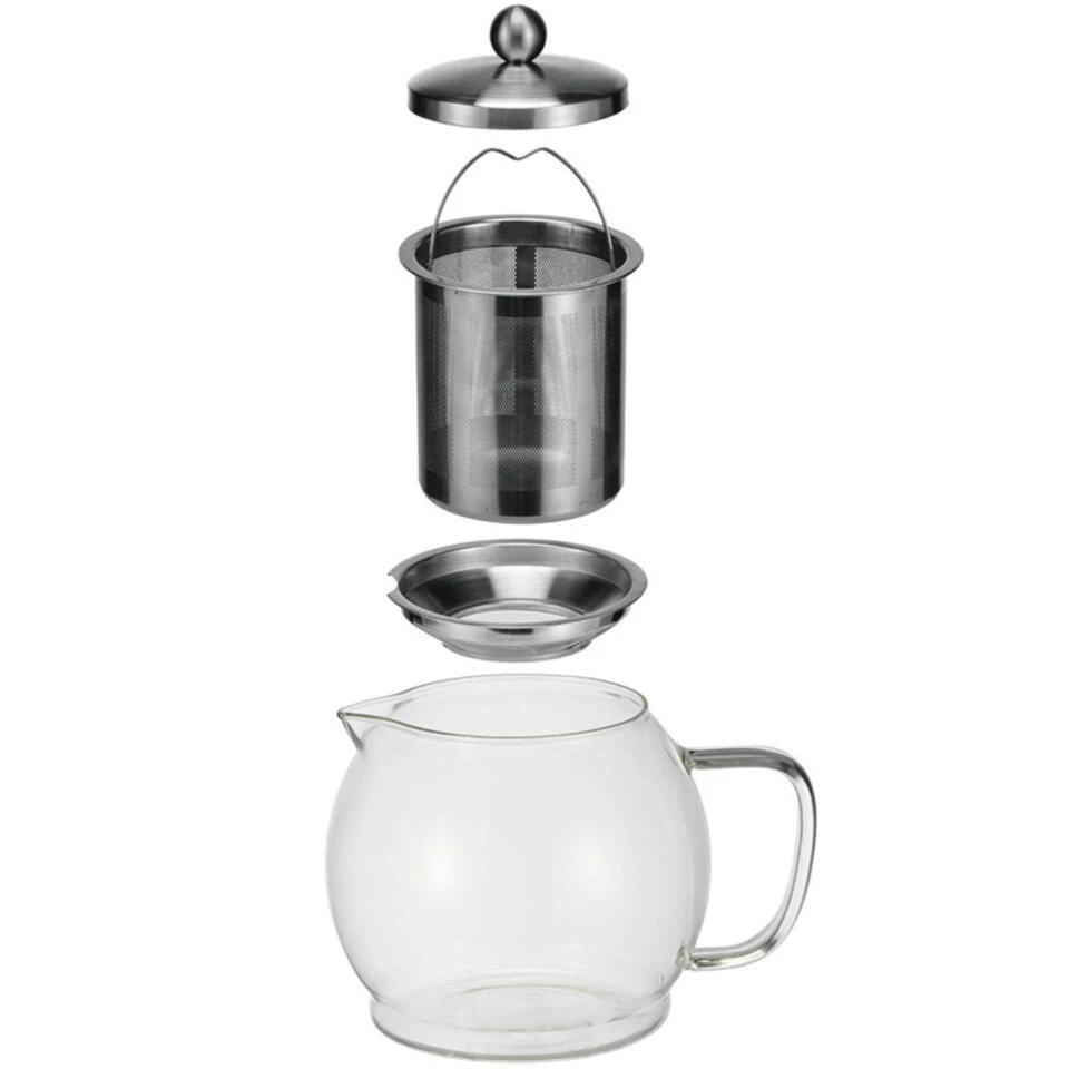 HI Theepot - Glas - Met Filter En Warmhoudplaat - 1,2L 2 HI Theepot - Glas - Met Filter En Warmhoudplaat - 1,2L - Afbeelding 2