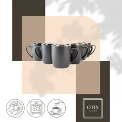 OTIX KoffieKopjes Koffietassen Set Van 12 Zwart Mat 240ml -Luxe Servieswinkel f697b9ab07194630b805c997880956a1