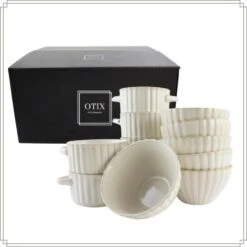 OTIX Soepkommen Set Van 12 Stuks Soeptassen Kommen Wit Keramiek SOLIS -Luxe Servieswinkel f794873f238c446d8716ab8d350d52cf