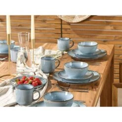 JUNIPER - Serviesset 16 Delig - Lichtblauw - Steengoed -Luxe Servieswinkel fa0e59e977f34848aeed158bb3e9dbb8