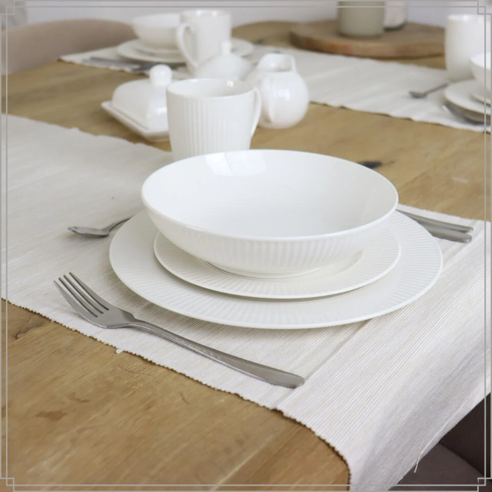 OTIX Dinerborden Bordenset 12 Persoons 27cm Wit Porselein LUNA 4 OTIX Dinerborden Bordenset 12 Persoons 27cm Wit Porselein LUNA - Afbeelding 4