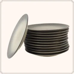 OTIX Dessert Ontbijt Bordenset 12 Persoons Zwart Taupe 21cm Keramiek TULIP -Luxe Servieswinkel fd6a04ea0e784effb79a0ecb3c092d0a