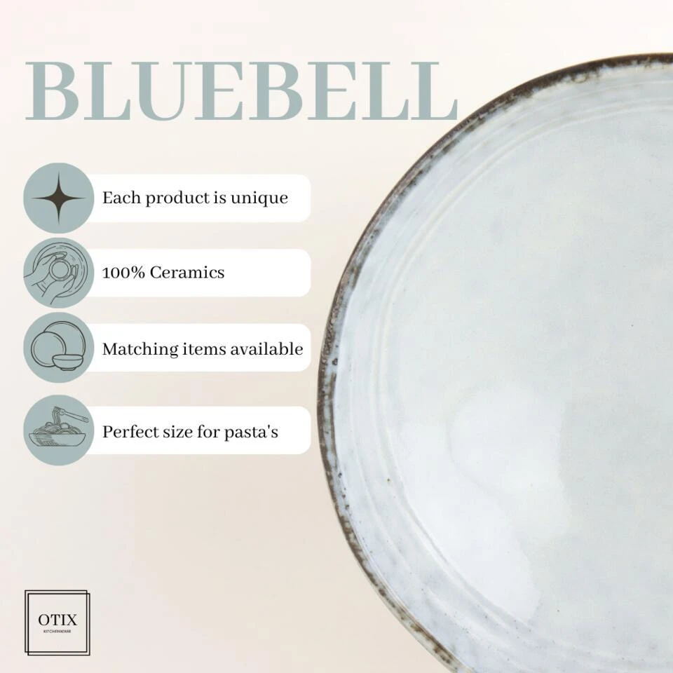 OTIX Soepkommen 12 Stuks Blauw Soeptassen 15cm Keramiek BLUEBELL 9 OTIX Soepkommen 12 Stuks Blauw Soeptassen 15cm Keramiek BLUEBELL - Afbeelding 9