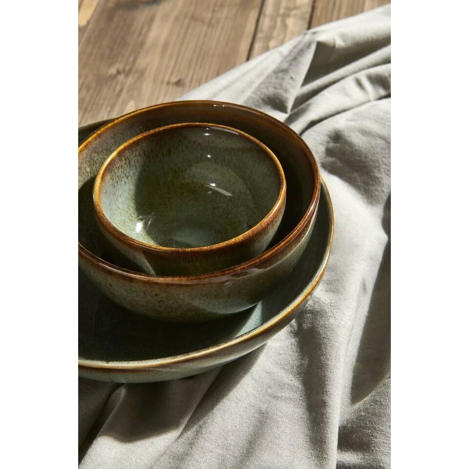 Pastabord Emma - Groen - Stoneware - Ø22 Cm 2 Pastabord Emma - Groen - Stoneware - Ø22 Cm - Afbeelding 2