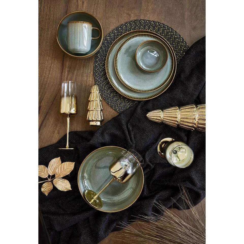 Dinerbord Camille - Groen - Stoneware - Ø25,5 Cm 2 Dinerbord Camille - Groen - Stoneware - Ø25,5 Cm - Afbeelding 2